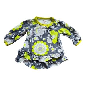 Baby Gap Floral Long Sleeve Dress - Gray and Yellow